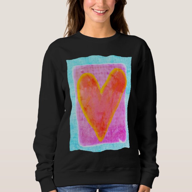 Sudadera El arte para usar el gran corazón rosado abstracto (Anverso)