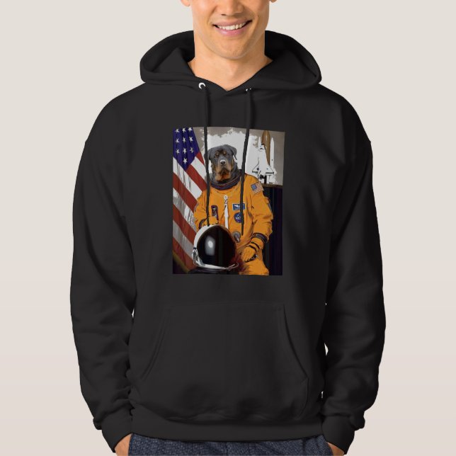 Sudadera El astronauta de Rottweiler se enorgullece de ser  (Anverso)