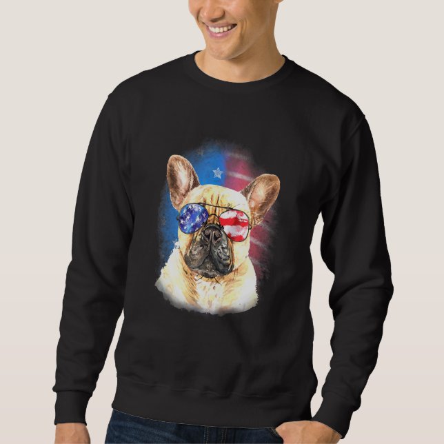 Sudadera El Bulldog francés cacía el Día de la Independenci (Anverso)