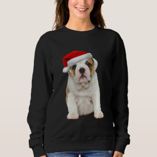 Sudadera El Bulldog francés Curioso Puppy Santa Hat Frenchi