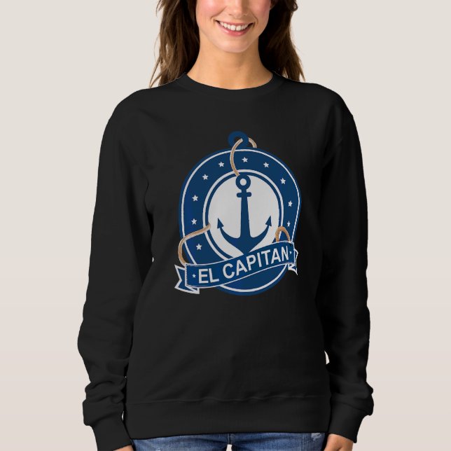 Sudadera El Capitán Nautical Blue Boating Anchate Saili (Anverso)