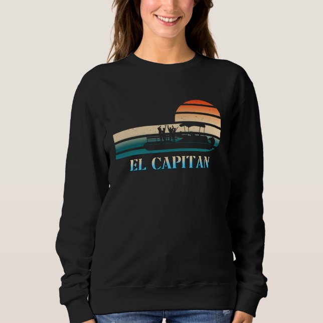 Sudadera El Captain Pontoon Boat  Boating Lake Retro Sunset (Anverso)