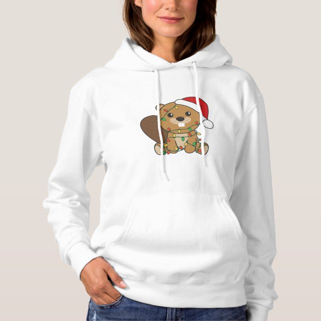 Sudadera El castor de los animales de invierno de los Navid (Anverso)