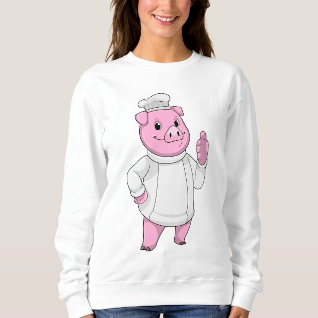 Sudadera El cerdo como cocinero con el gorra del chef (Anverso)