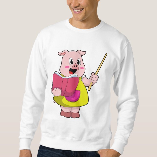 Sudadera El cerdo como profesor con libro (Anverso)