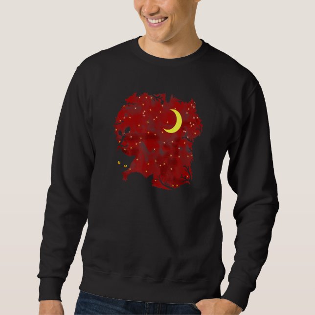 Sudadera El cielo rojo Starry un gato y la luna - sueños du (Anverso)