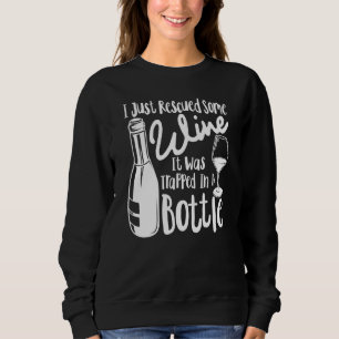 Sudadera El Cómico Retro De Vino Rescaté Vino Atrapado En U