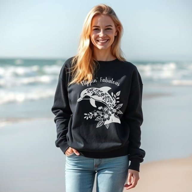 Sudadera El delfín hawaiano Flippin es fabuloso (Hawaiian Dolphin Tropical Flowers, Fisherman Trending Fashion, Islander, Summer, Beach, Women)