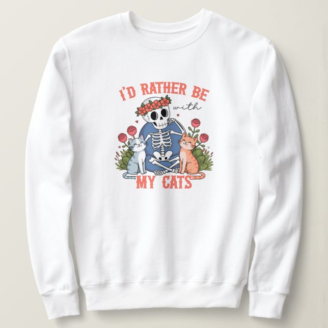 Sudadera El día de San Valentín Cat Lover Skeleton (Anverso del diseño)
