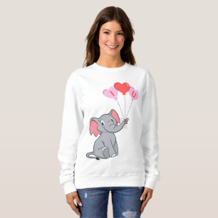 Sudadera El día de San Valentín de elefante lindo
