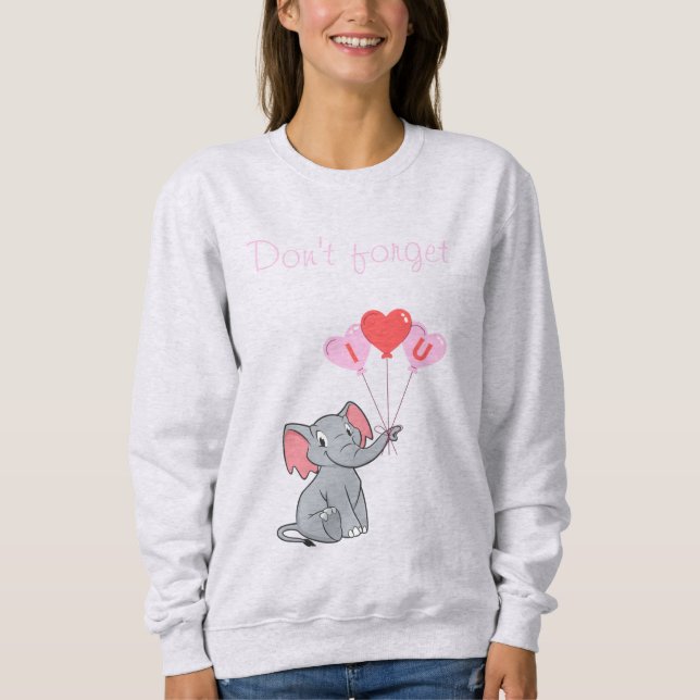 Sudadera El día de San Valentín de elefante lindo (Anverso)
