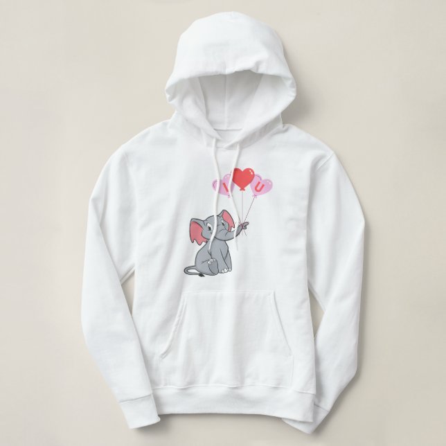 Sudadera El día de San Valentín de elefante lindo (Diseño del anverso)