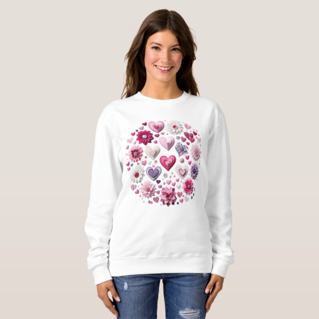 Sudadera El día de San Valentín floral Corazón (Anverso completo)