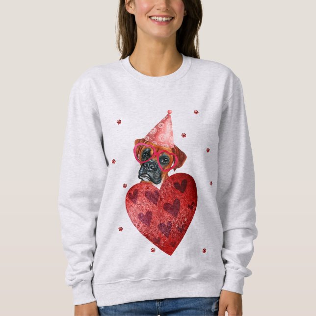 Sudadera El día de San Valentín Gift Boxer Dog (Anverso)