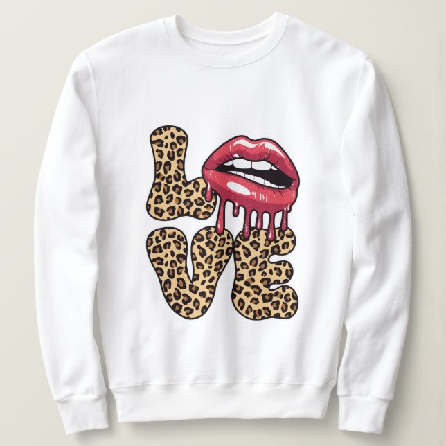 Sudadera El día de San Valentín Leopard Love For Chicas (Anverso del diseño)