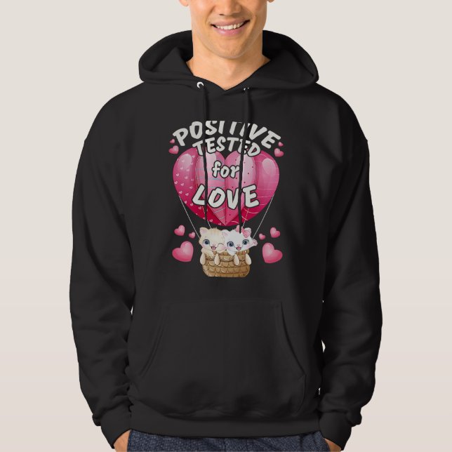 Sudadera El día de San Valentín pareja gatos globo de coraz (Anverso)