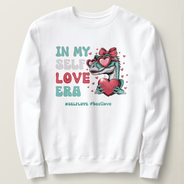 Sudadera El día de San Valentín retro autoama dinosauru (Anverso del diseño)