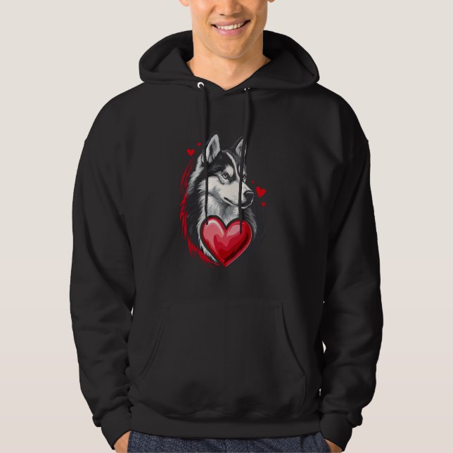 Sudadera El día de San Valentín Siberian Husky Vector (Anverso)
