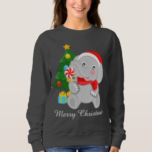 Sudadera El elefante festivo del árbol de navidad añade e