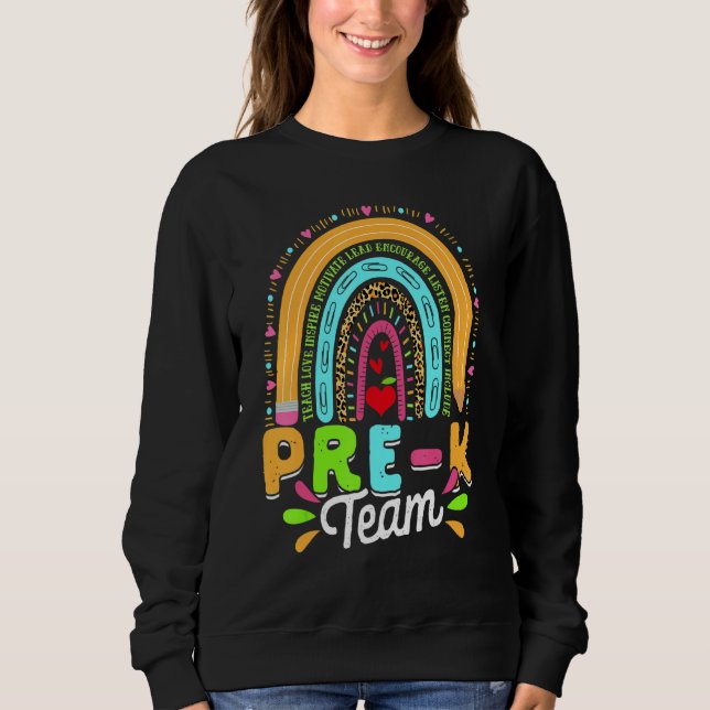 Sudadera El equipo pre K Leopardo Arcoiris vuelve a la escu (Anverso)