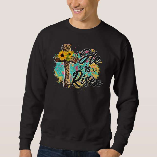 Sudadera Él es el leopardo del arcoiris de Risen, cristiano (Anverso)