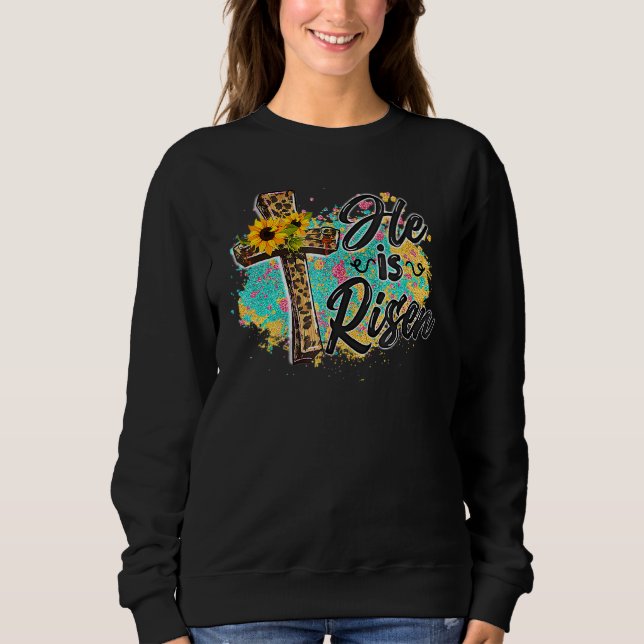Sudadera Él es el leopardo del arcoiris de Risen, cristiano (Anverso)