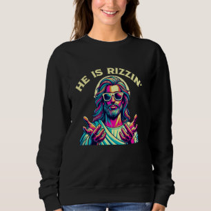 Sudadera Él es Jesús genial Rizzin 'Vibraciones retro Cool