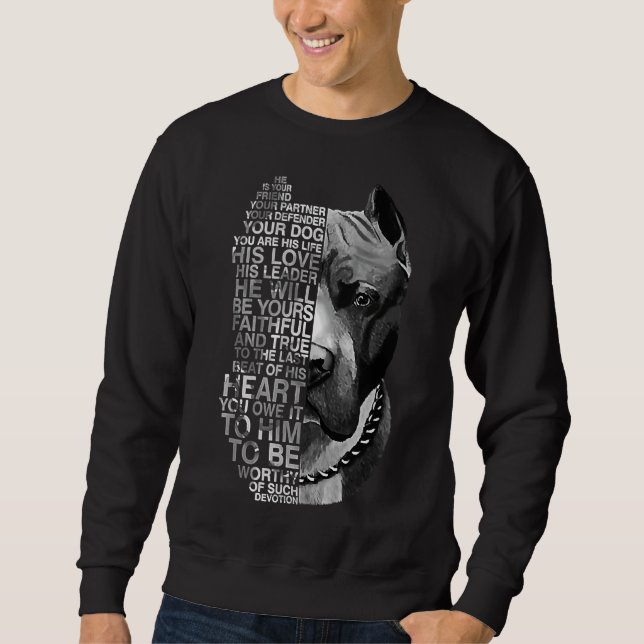 Sudadera Él Es Tu Amigo Tu Pareja Tu Perro Pitbull (Anverso)
