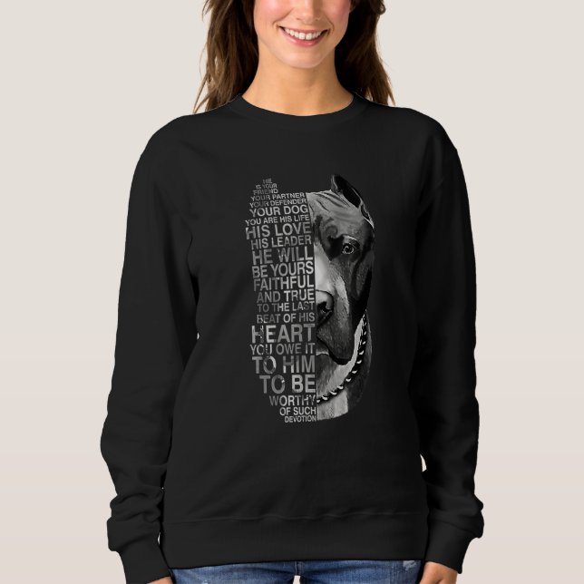 Sudadera Él Es Tu Amigo Tu Pareja Tu Perro Pitbull (Anverso)