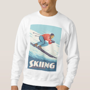 Sudadera El esquí cree que la impresión retro