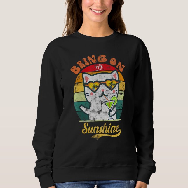 Sudadera El Estilo Retro De Gato Y Margarita Atrae El Sunsh (Anverso)