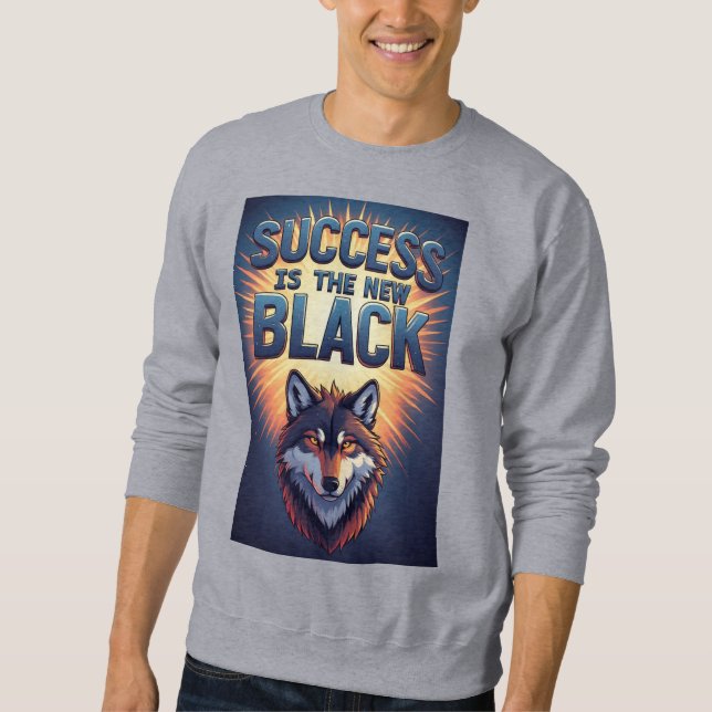 Sudadera El Éxito Es Lo Nuevo Negro Con Cabeza de Lobo (Anverso)