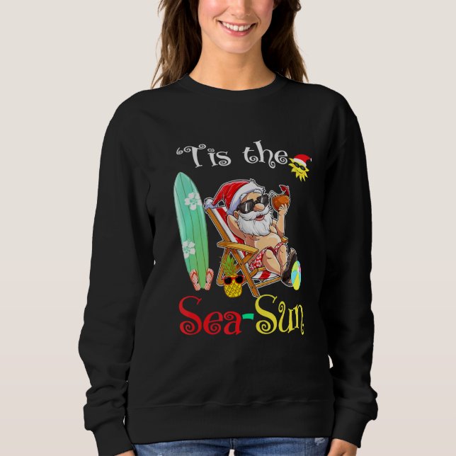 Sudadera El flamenco de Santa Surf Float esta Navidad entre (Anverso)