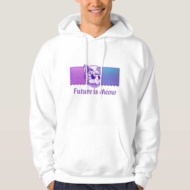 Sudadera El futuro es débil - Gato de neón Cyberpunk (Anverso)