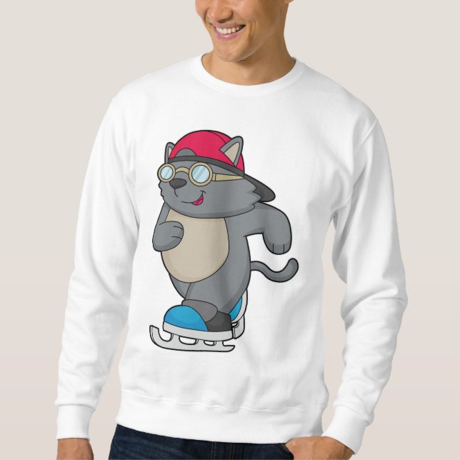 Sudadera El gato como patinador de hielo con patines de hie (Anverso)