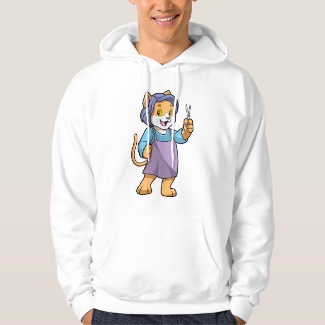 Sudadera El gato como peluquero con tijeras (Anverso)