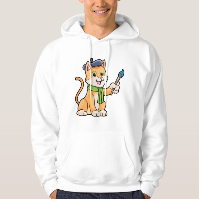 Sudadera El gato como pintador con pincel y bufanda (Anverso)