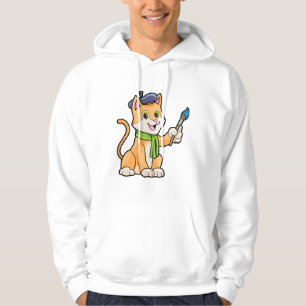 Sudadera El gato como pintador con pincel y bufanda