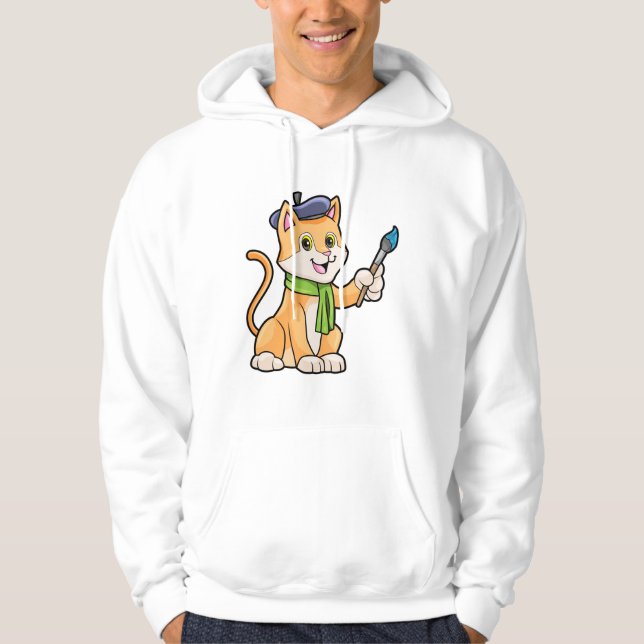 Sudadera El gato como pintador con pincel y bufanda (Anverso)