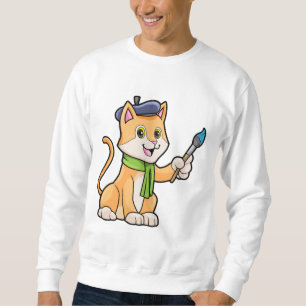 Sudadera El gato como pintador con pincel y bufanda