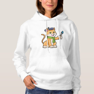Sudadera El gato como pintador con pincel y bufanda