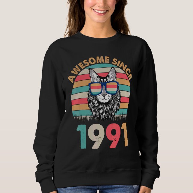 Sudadera El Gato Es Increíble Desde 1991. Feliz Cumpleaños  (Anverso)