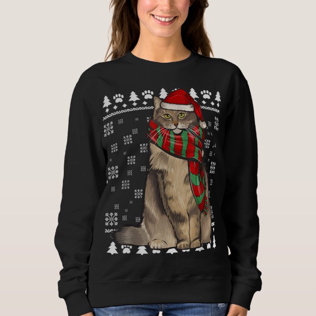 Sudadera El gato forestal noruego Santa Hat navideño Navida (Anverso)