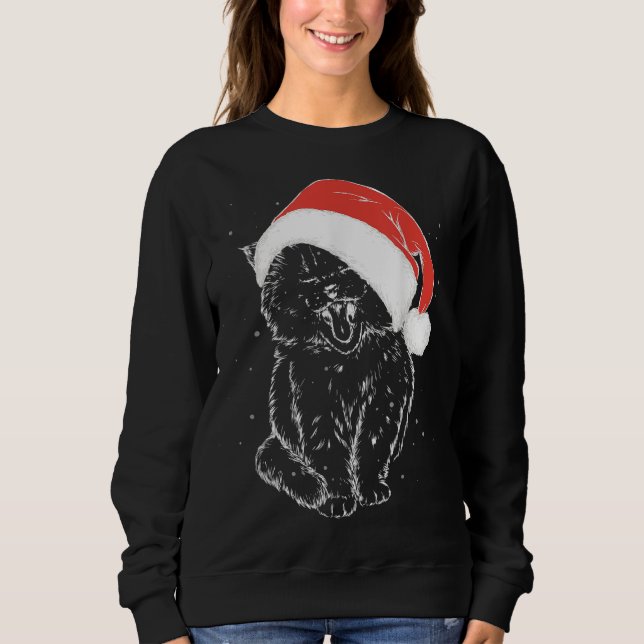 Sudadera El gato Kitten Lover, Navidades Gorras de Santa Ki (Anverso)
