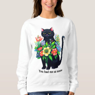 Sudadera El gato negro tiene un fuerte sentimiento floral