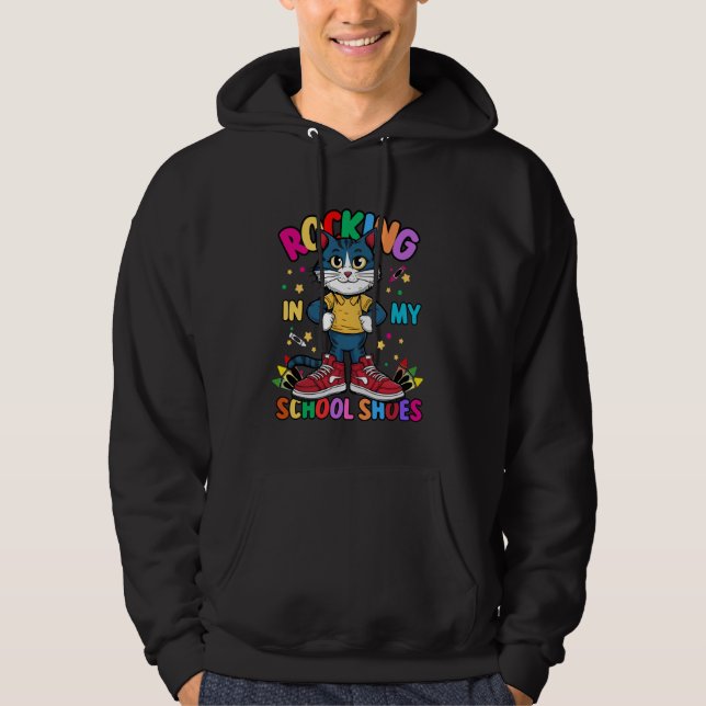 Sudadera El Gato Que Rocea En Mi Escuela Zapea Graciosament (Anverso)