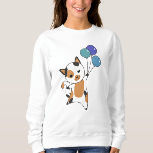Sudadera El gato vuela con globos coloridos