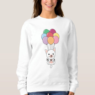 Sudadera El gato vuela con globos coloridos