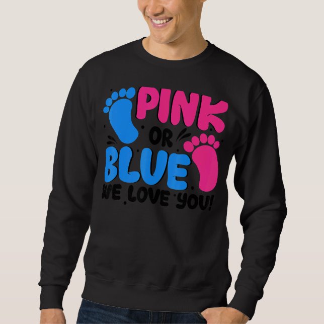 Sudadera El género revela rosado o azul que te queremos beb (Anverso)