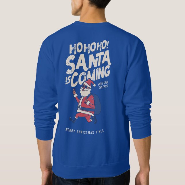 Sudadera El gracioso Papá Noel viene para los Navidades del (Reverso)